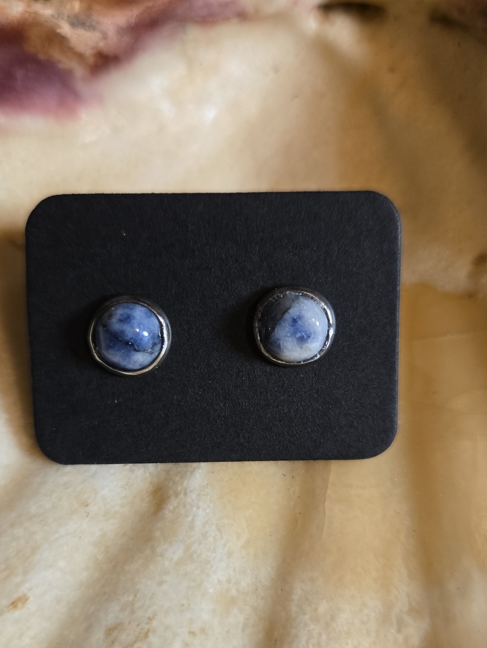 Blue Spot Jasper Stone Stud Earrings - Classic Women's Jewelry: A